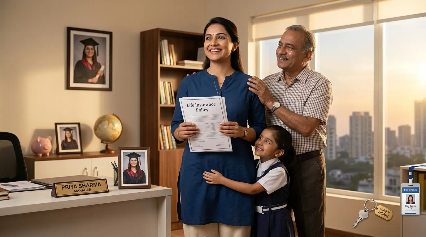 Indian woman achieving financial independence through LIC Bima Sakhi career opportunity
