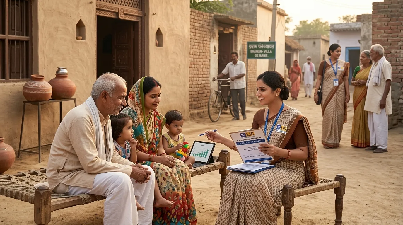 LIC Bima Sakhi advisor helping village families with insurance and financial guidance
